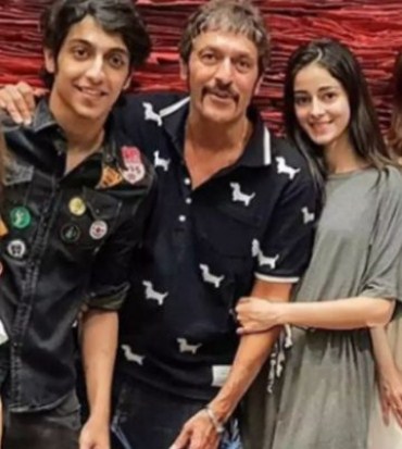 Ahaan Panday with Chunky Panday & Ananya Panday.